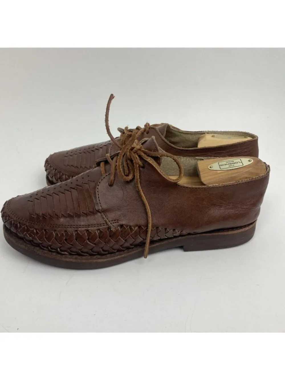 Chamula Brown Woven Leather Huarache Shoes – Size 26.5 (~US Men’s 8.5)